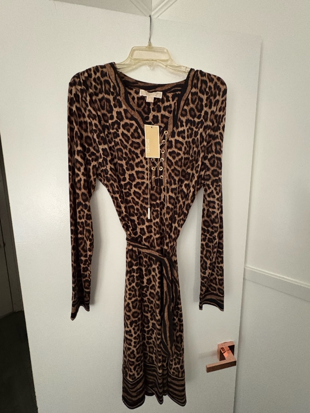 Michael Michael Kors Cheetah Print Dress Black Brown Size XL NWT